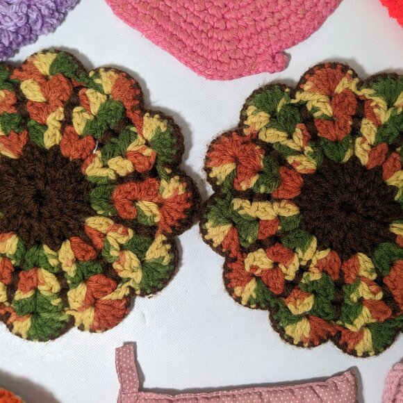 GOOD- Lot of 8 - Handmade Pot Holders Crocheted Assorted Colors - Picture 6 of 8